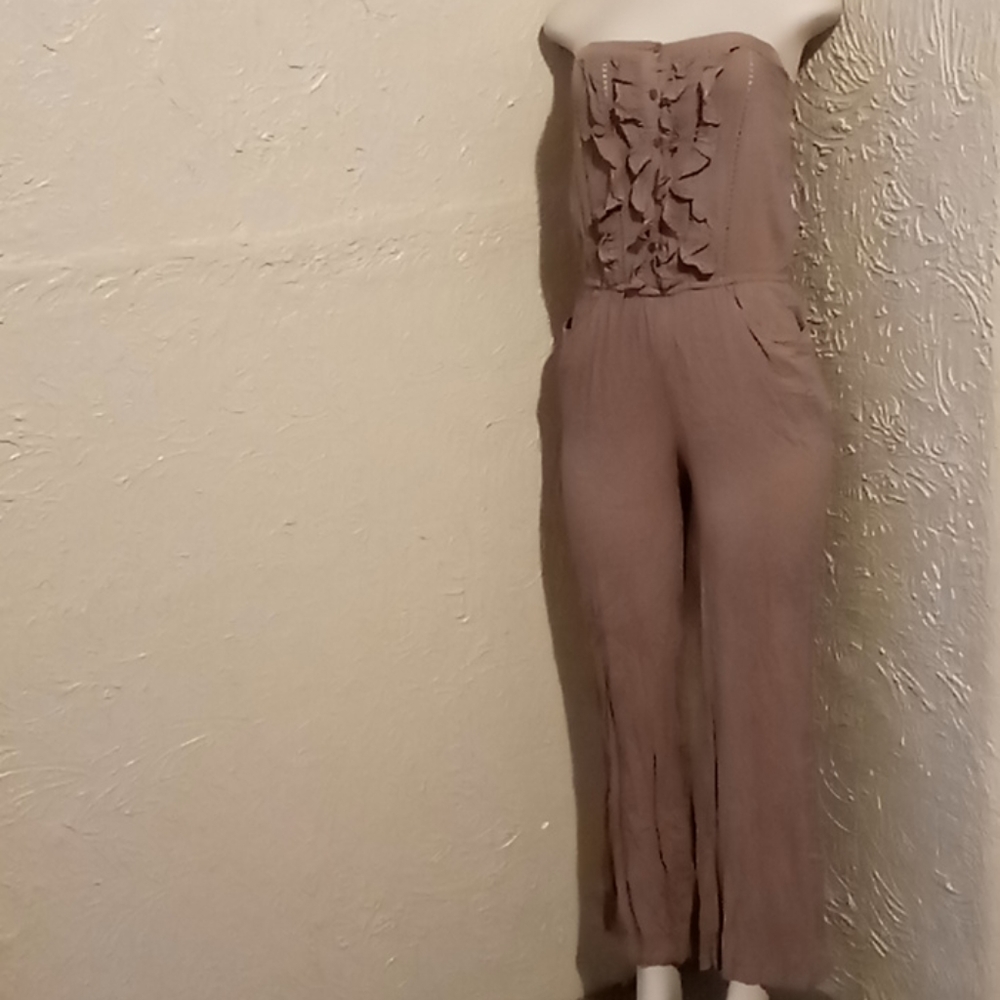 Brown papaya strapless jumpsuit
